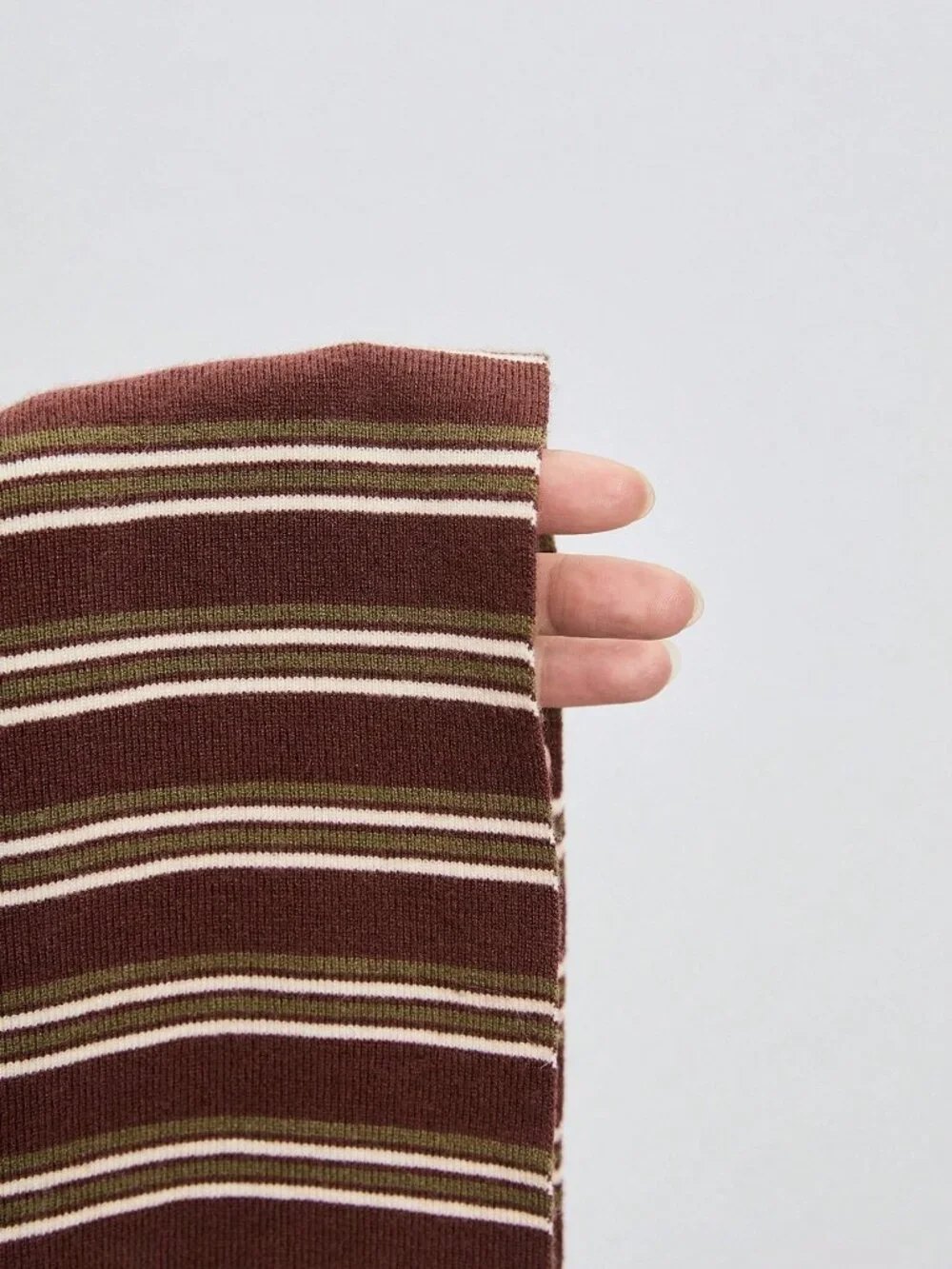 Olive Green Casual Striped Women's Camisole Dress with Beaded Shoulder Straps - Picture 6 of 6